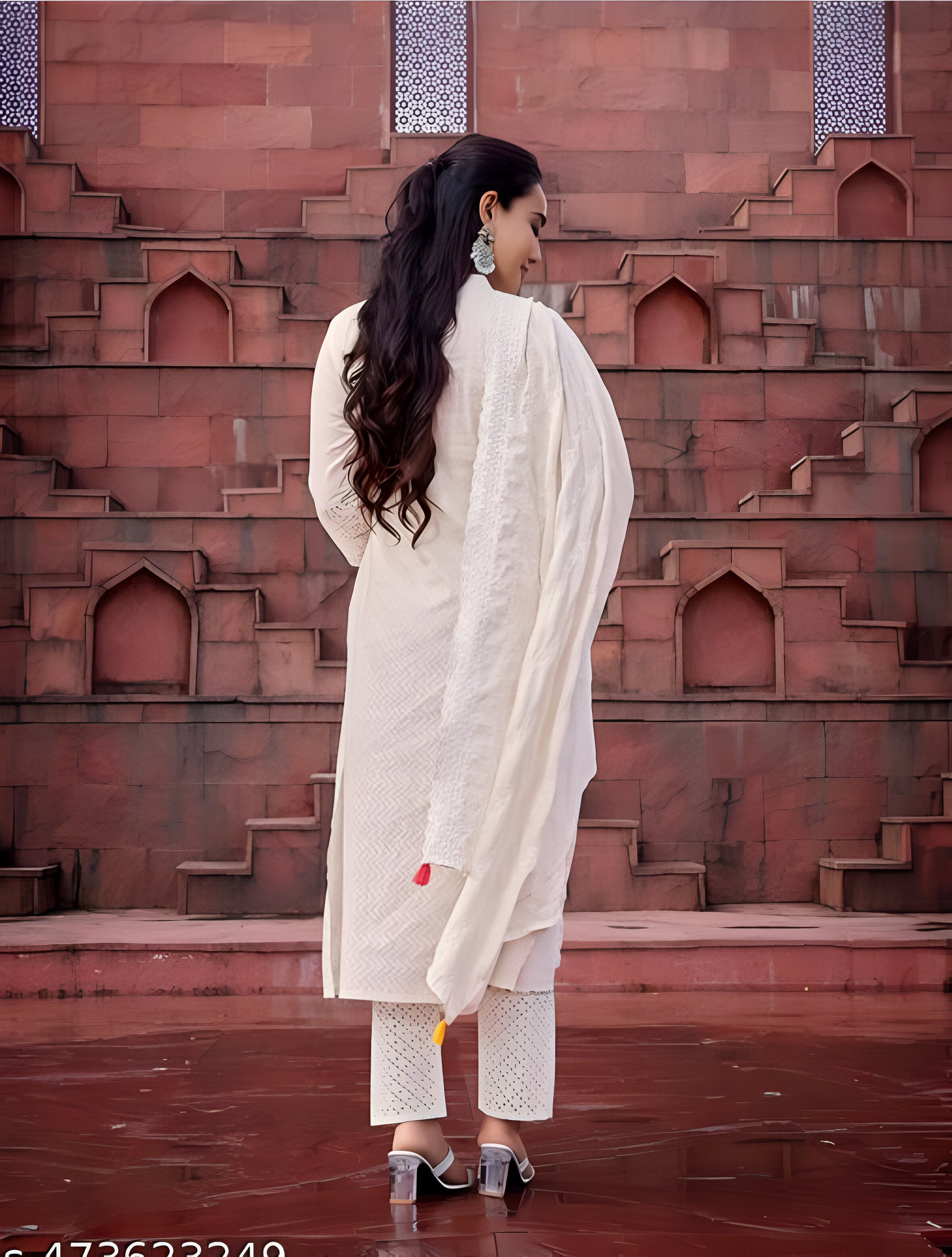 Noori Off-White Anarkali Kurta Set – Elegant Floral Embroidered Cotton Ethnic Wear for Women