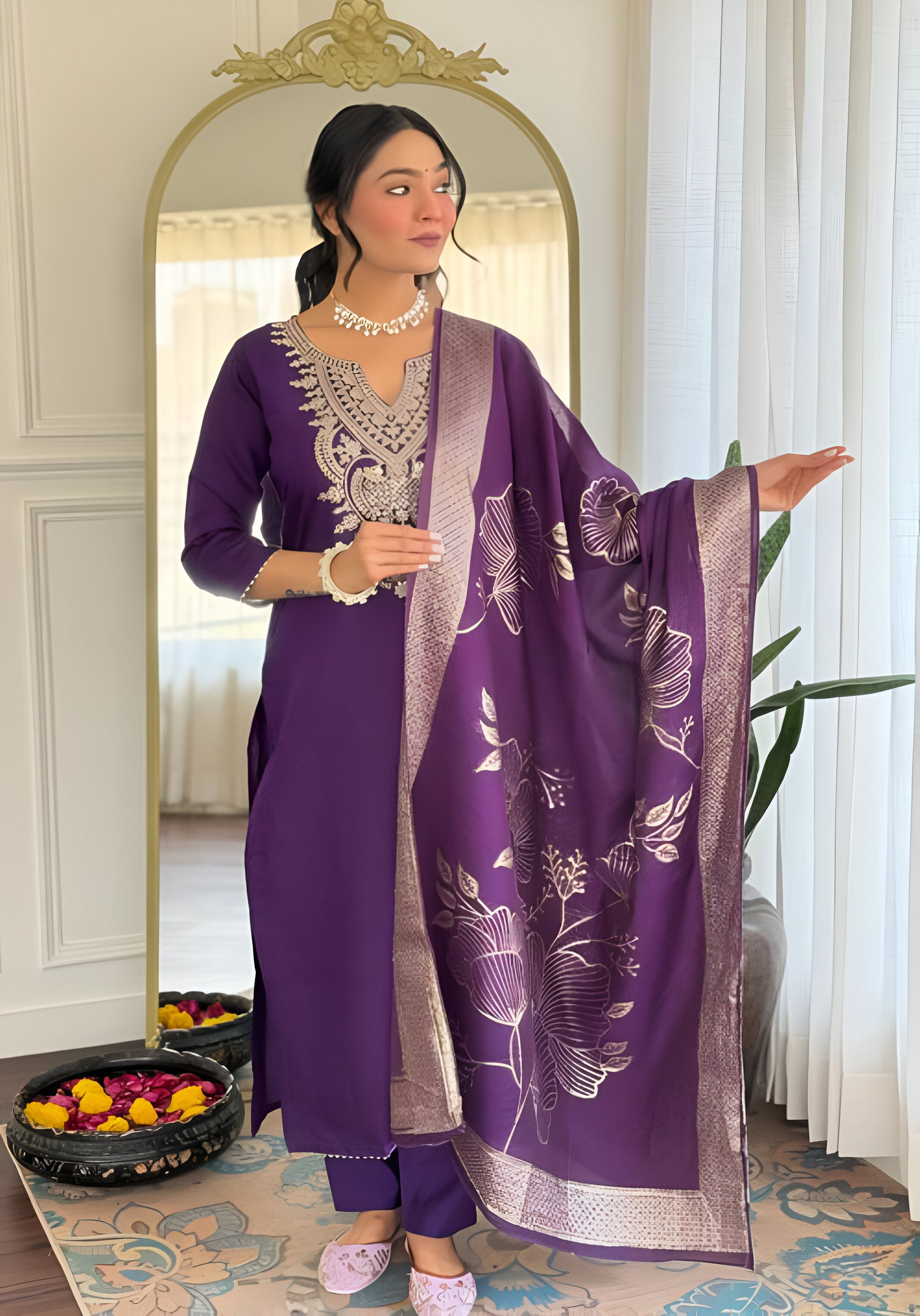 Noori Ethnic Kurta Set with Dupatta – Designer Purple Salwar Suit for Women