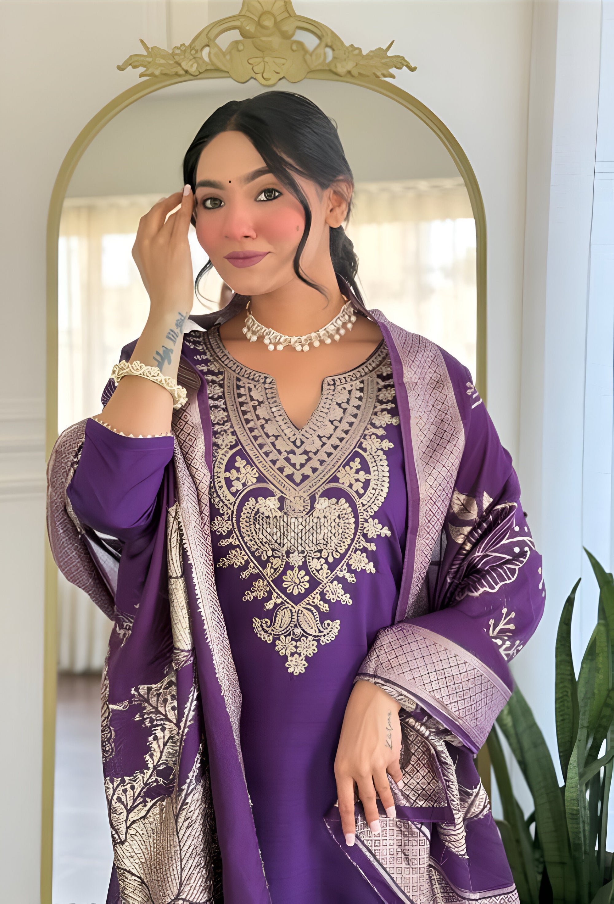 Noori Ethnic Kurta Set with Dupatta – Designer Purple Salwar Suit for Women