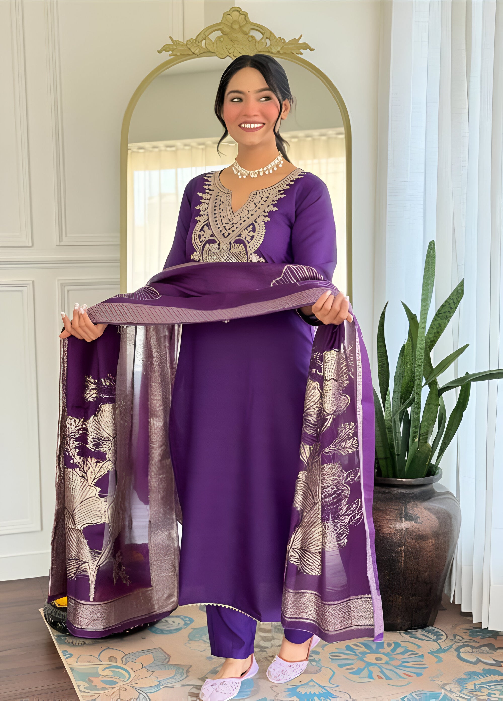 Noori Ethnic Kurta Set with Dupatta – Designer Purple Salwar Suit for Women