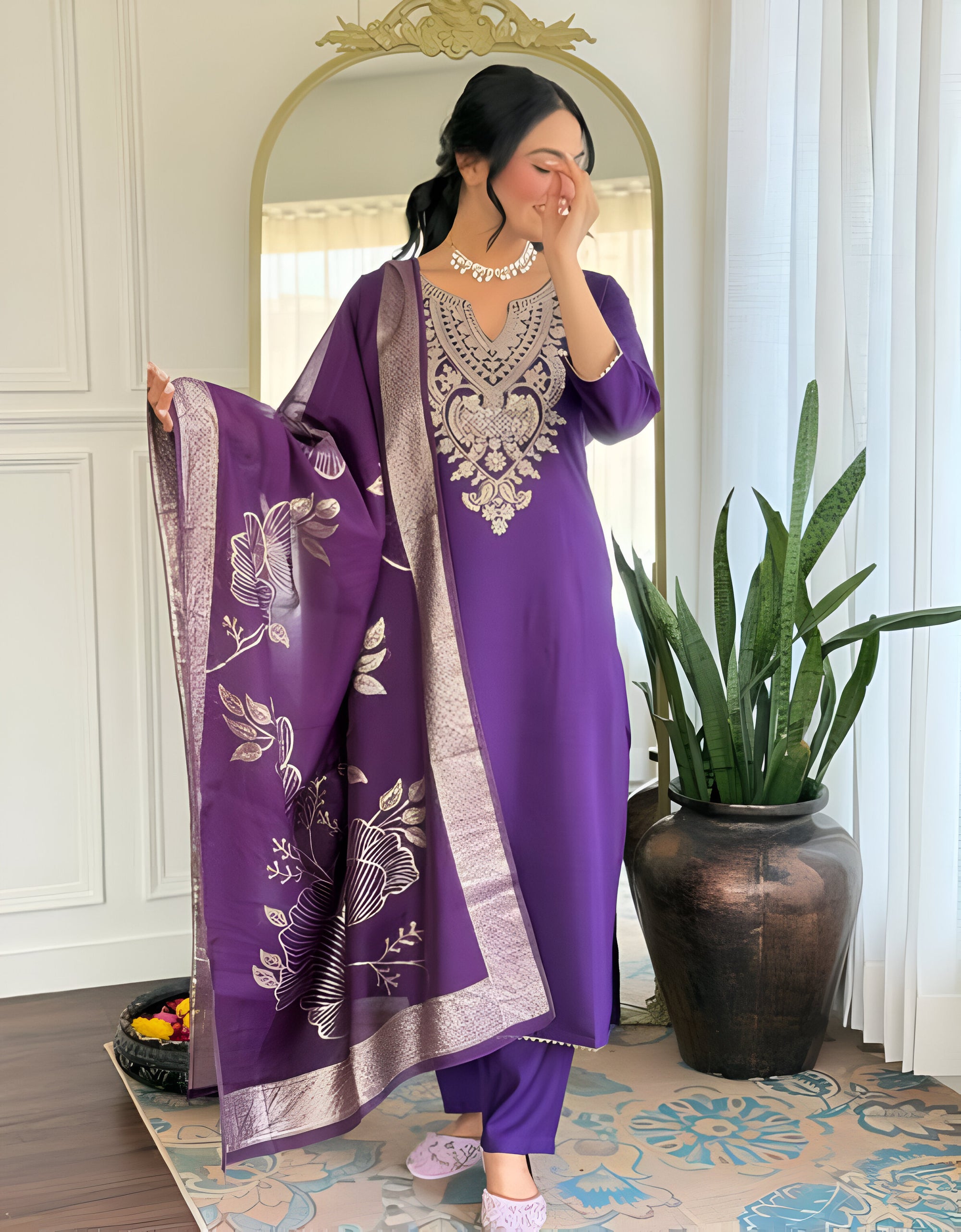 Noori Ethnic Kurta Set with Dupatta – Designer Purple Salwar Suit for Women