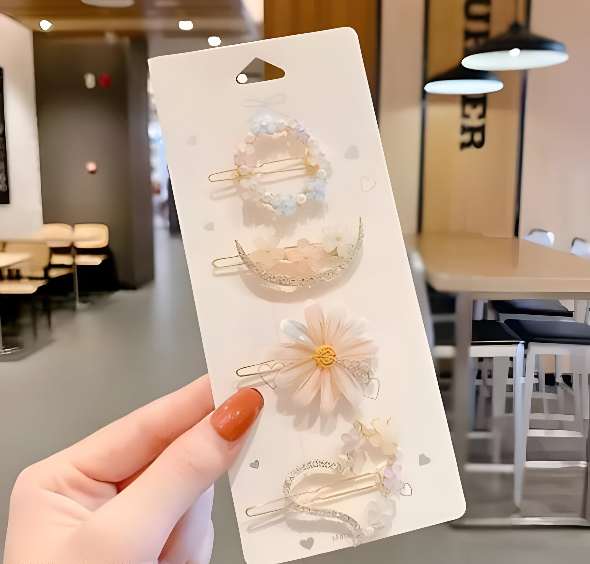 Noori 5-Piece Pastel Floral Hair Clip Set – Aesthetic Korean Style Hair Accessories for Girls & Women