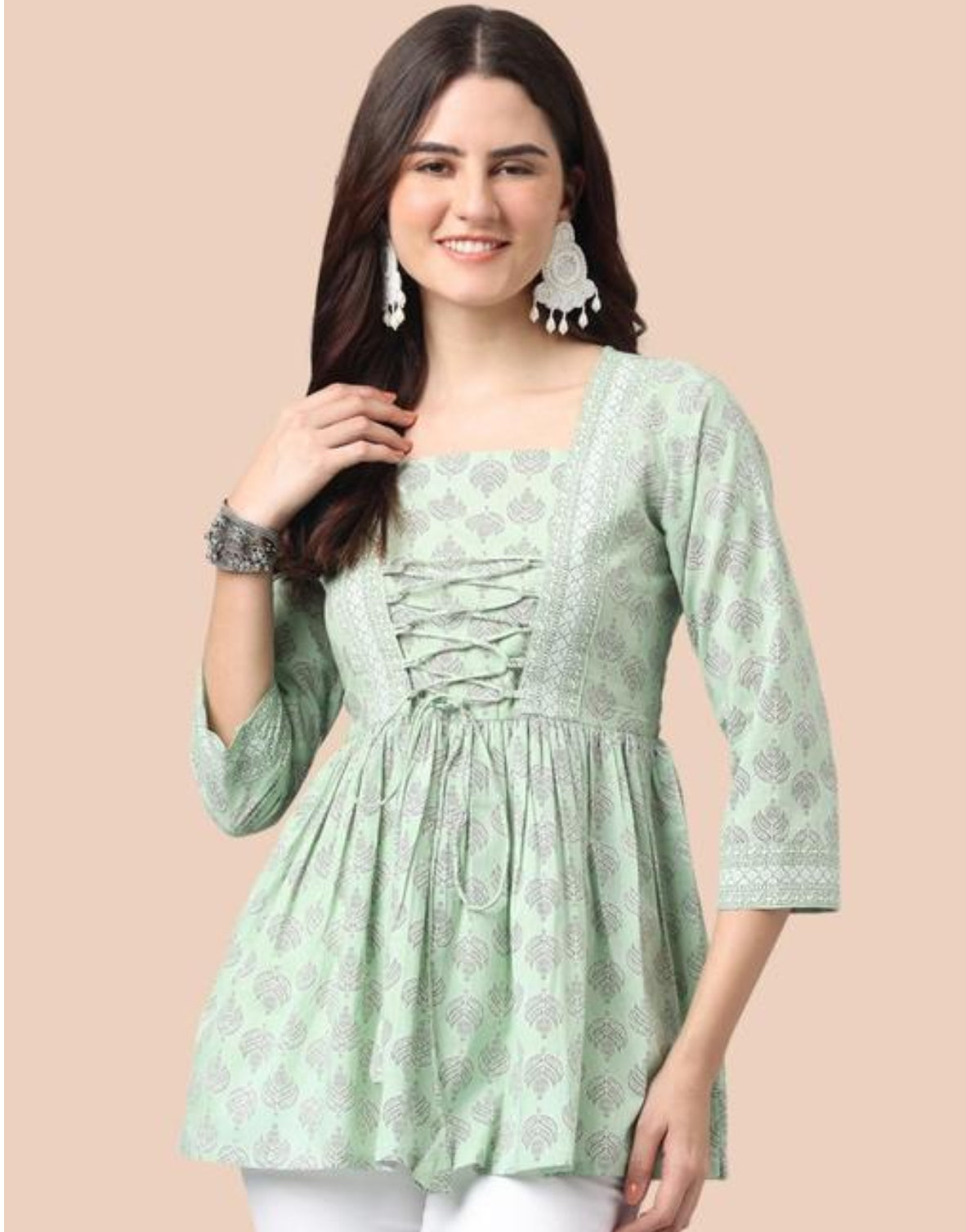 Noori Mint Green Peplum Top – Fresh, Feminine & Flowy