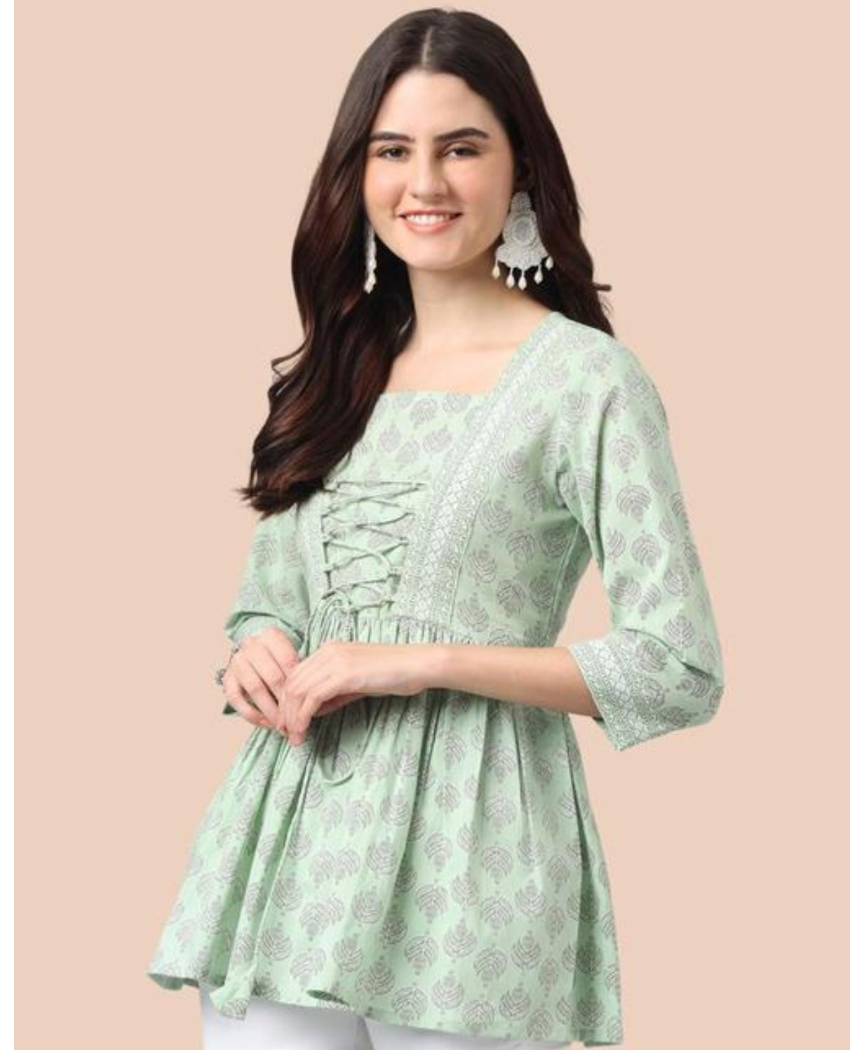 Noori Mint Green Peplum Top – Fresh, Feminine & Flowy
