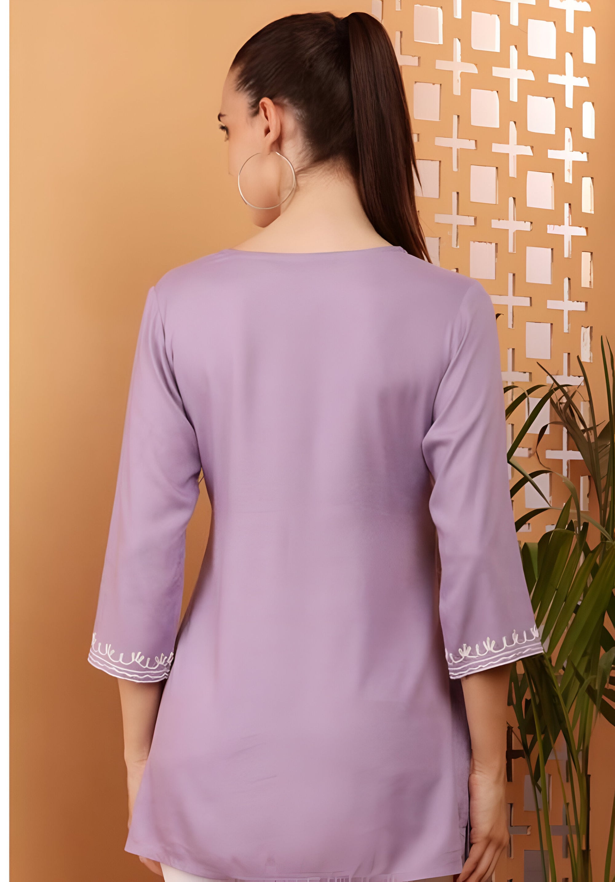 Noori Lavender Embroidered Kurti