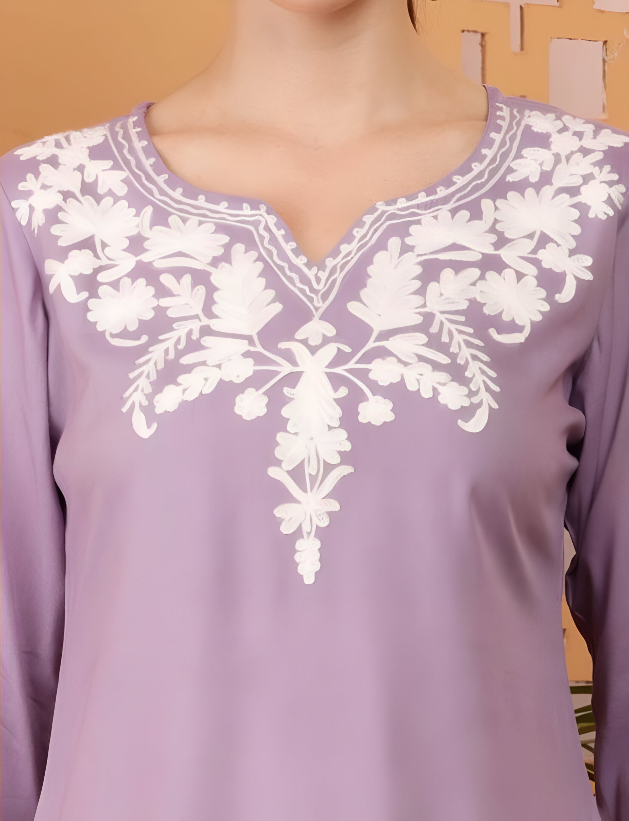 Noori Lavender Embroidered Kurti