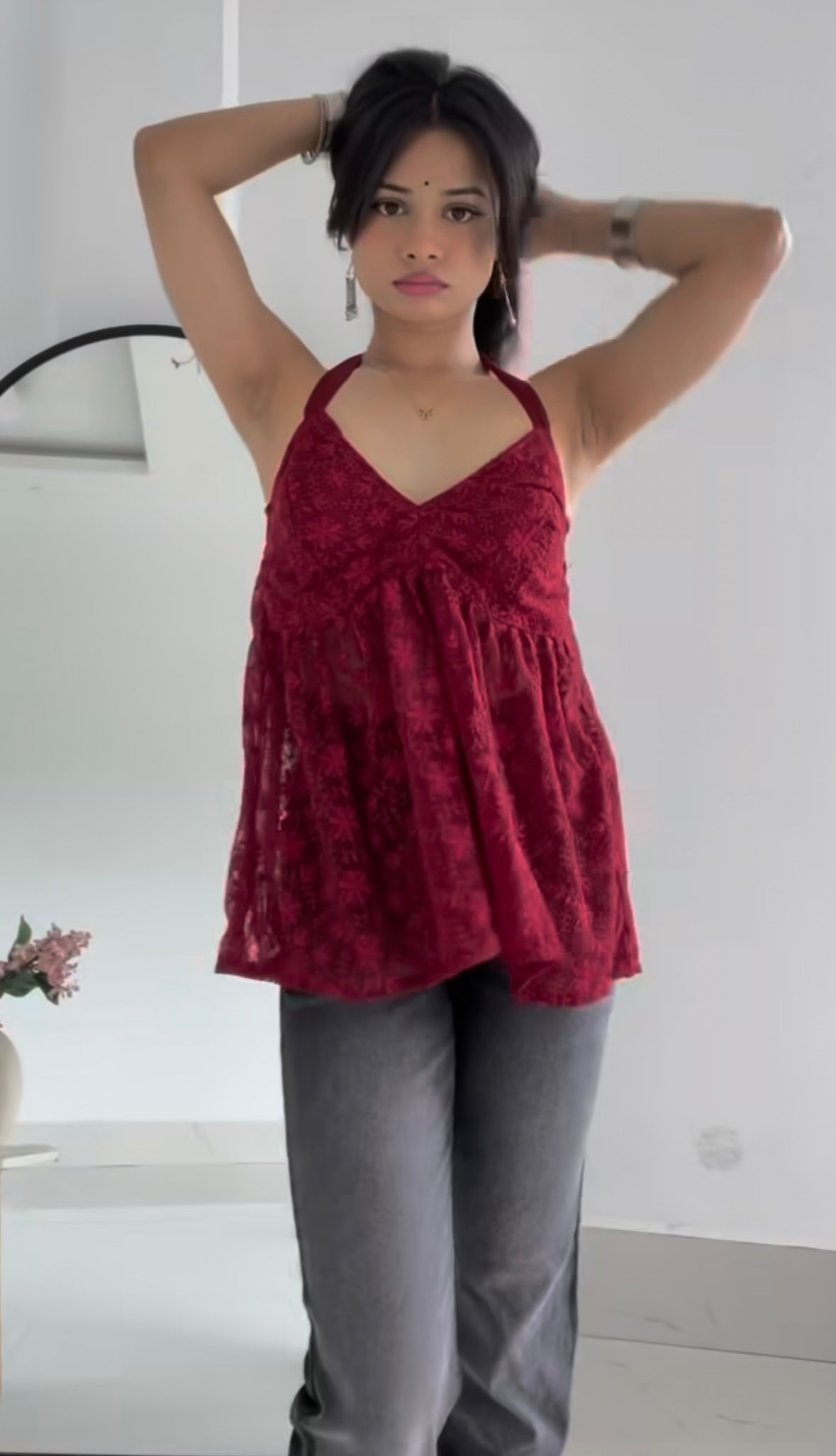 Noori Red Halter Neck Top – Bold, Breezy, Beautiful